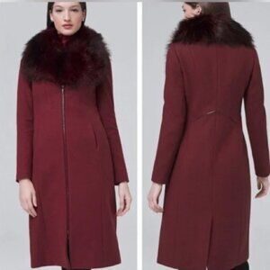 *NWT* WHBM Classic Statement Coat with Removable Faux Fur Collar - Size SP